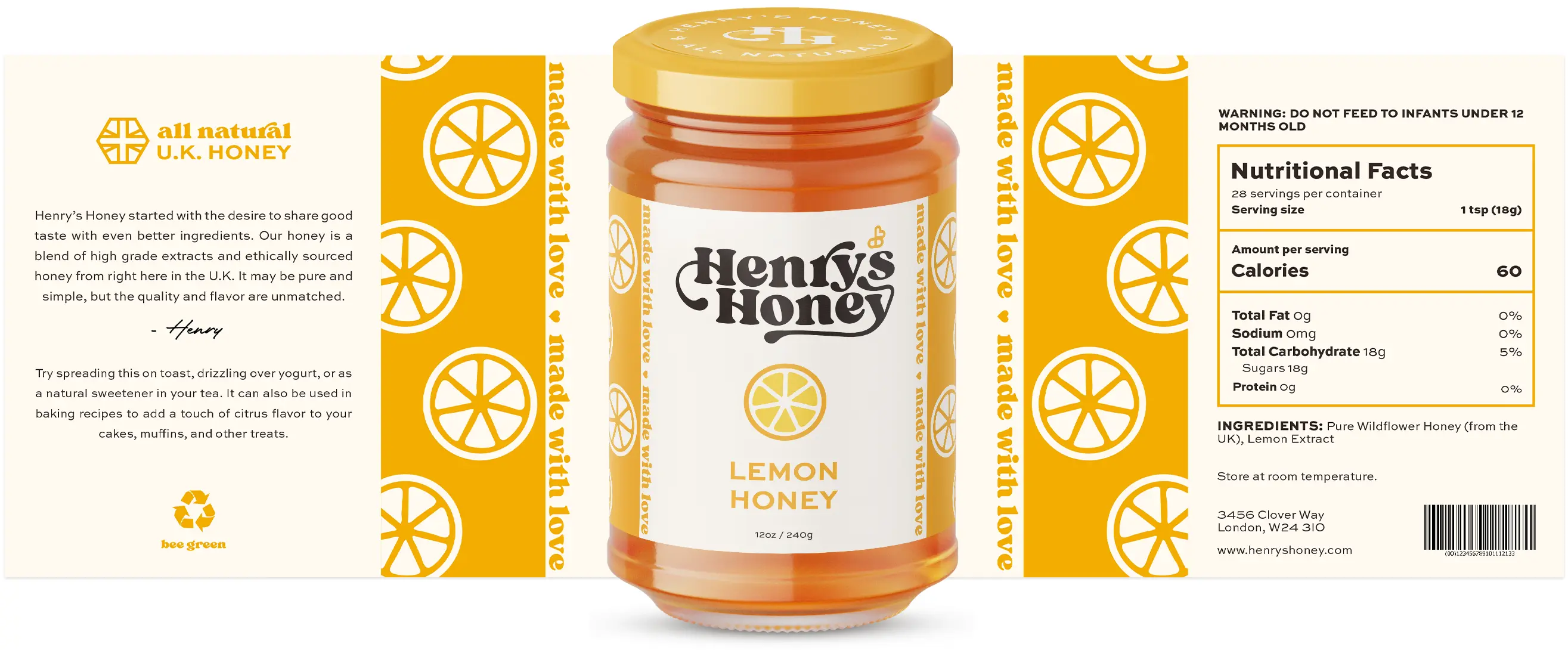 Henry's Honey Lemon Honey label