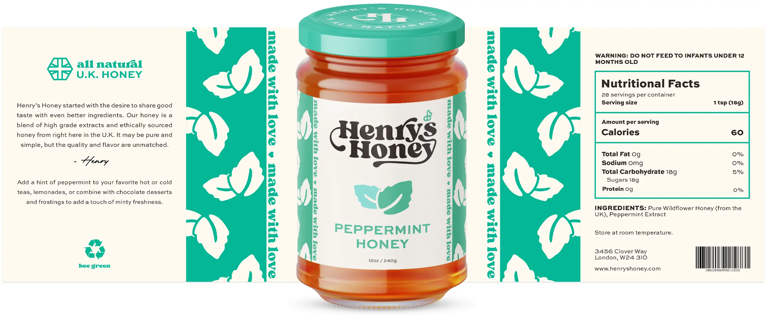 Henry's Honey Peppermint Honey label