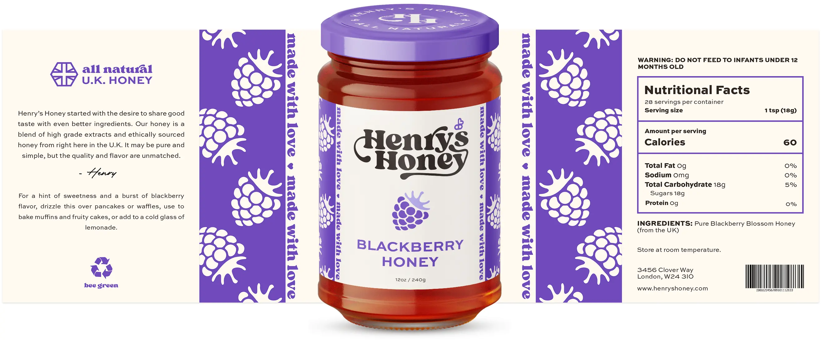 Henry's Honey Blackberry Honey label