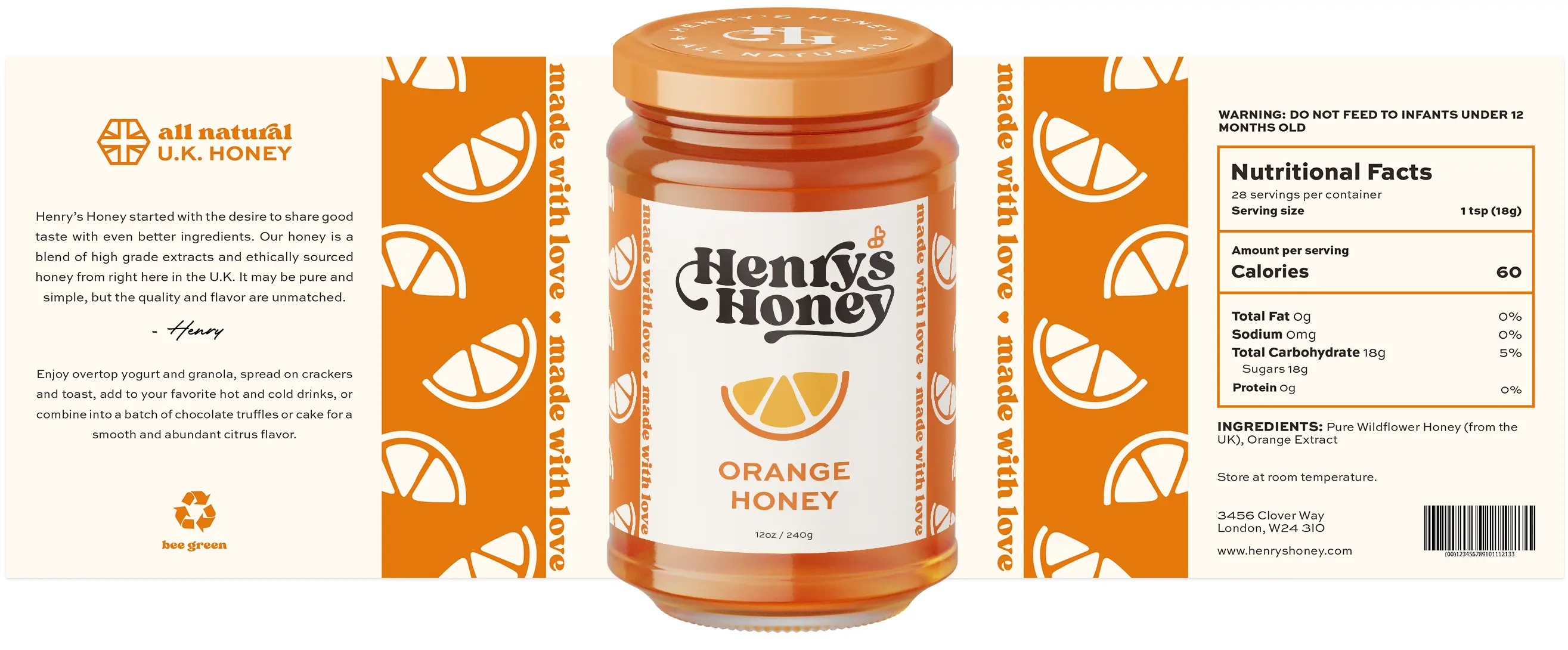 Henry's Honey Orange Honey label