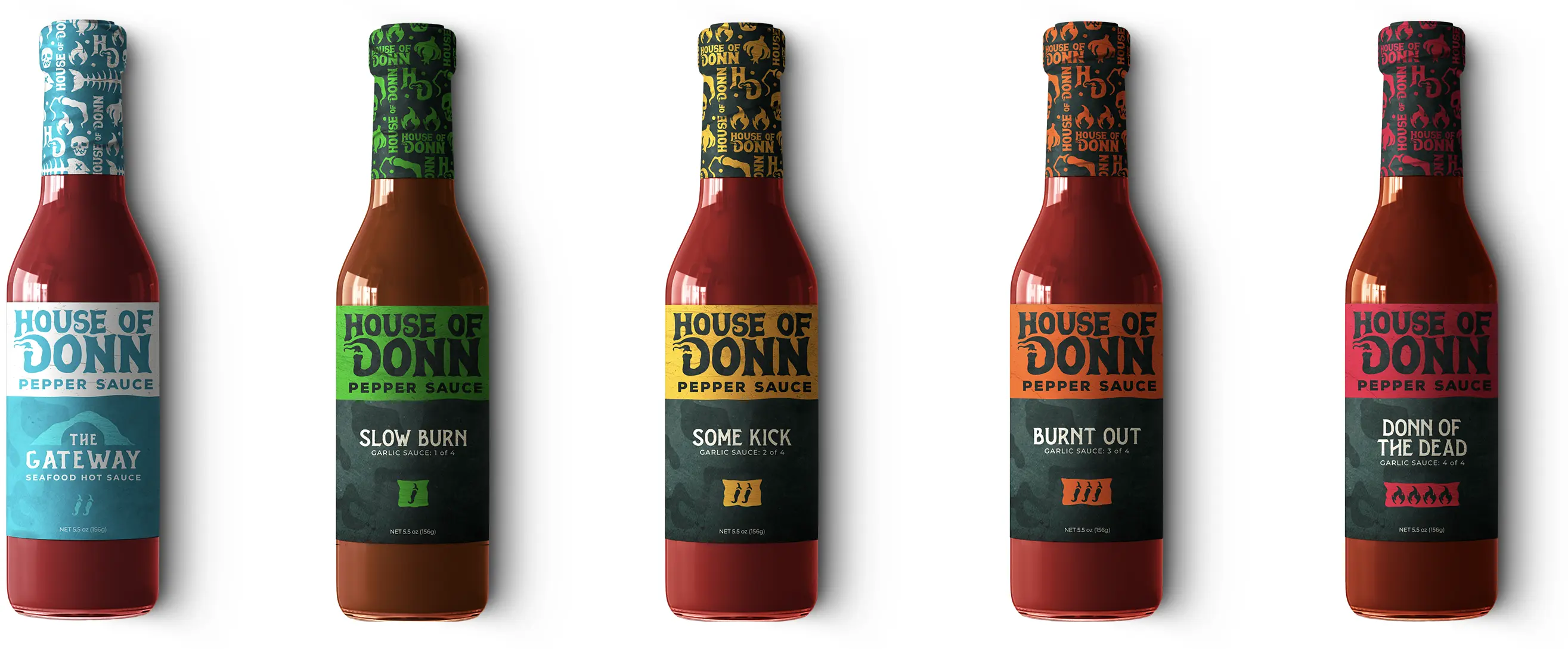 House of Donn hot sauce bottles