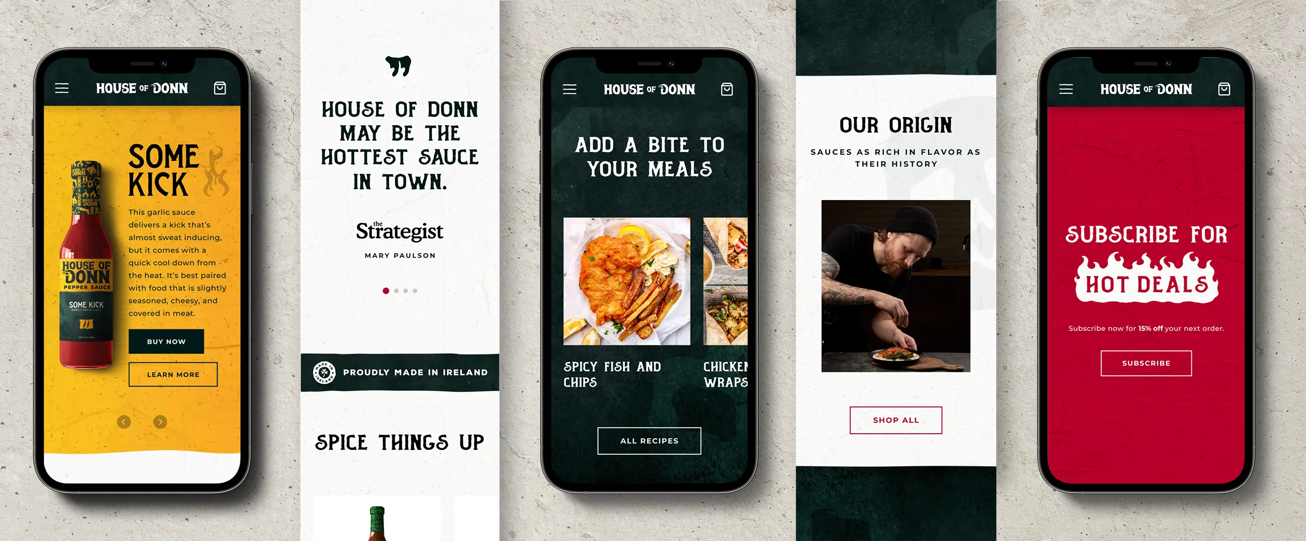 House of Donn landing page mobile design