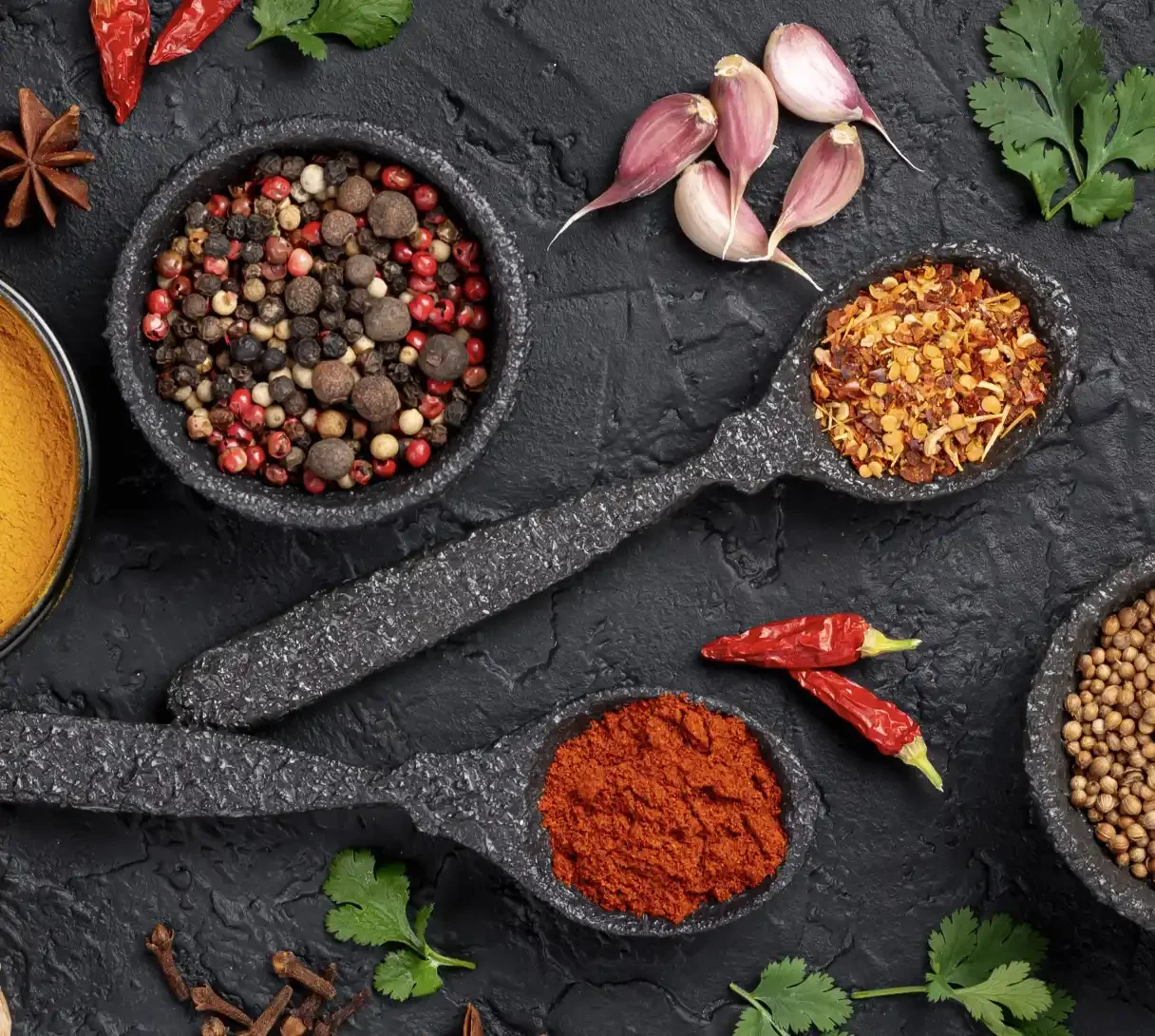 A selection of spices used in House of Donn's premium sauces