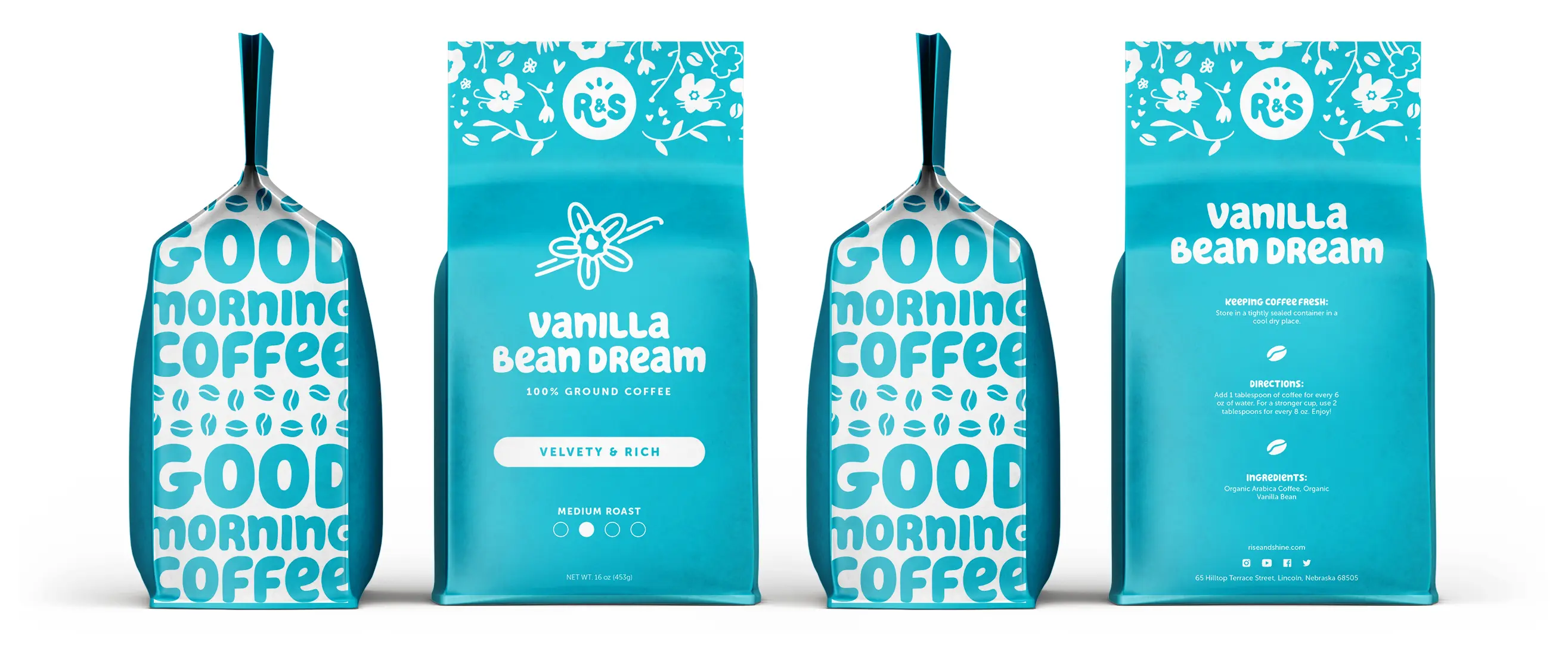 Rise & Shine salted vanilla coffee bag