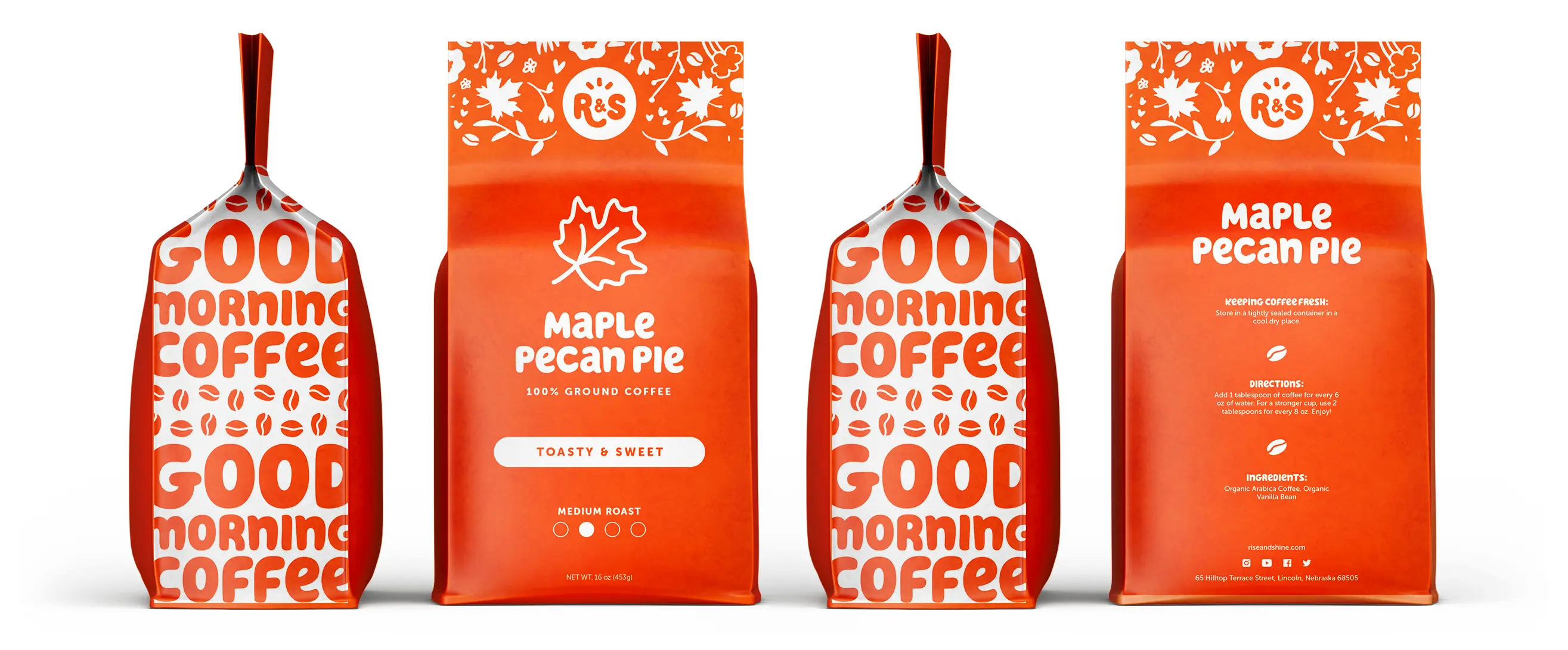 Rise & Shine salted maple pecan pie coffee bag